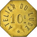 Moneta, Francja, Atelier du Lude, Le Lude, 10 Centimes, AU(55-58), Mosiądz