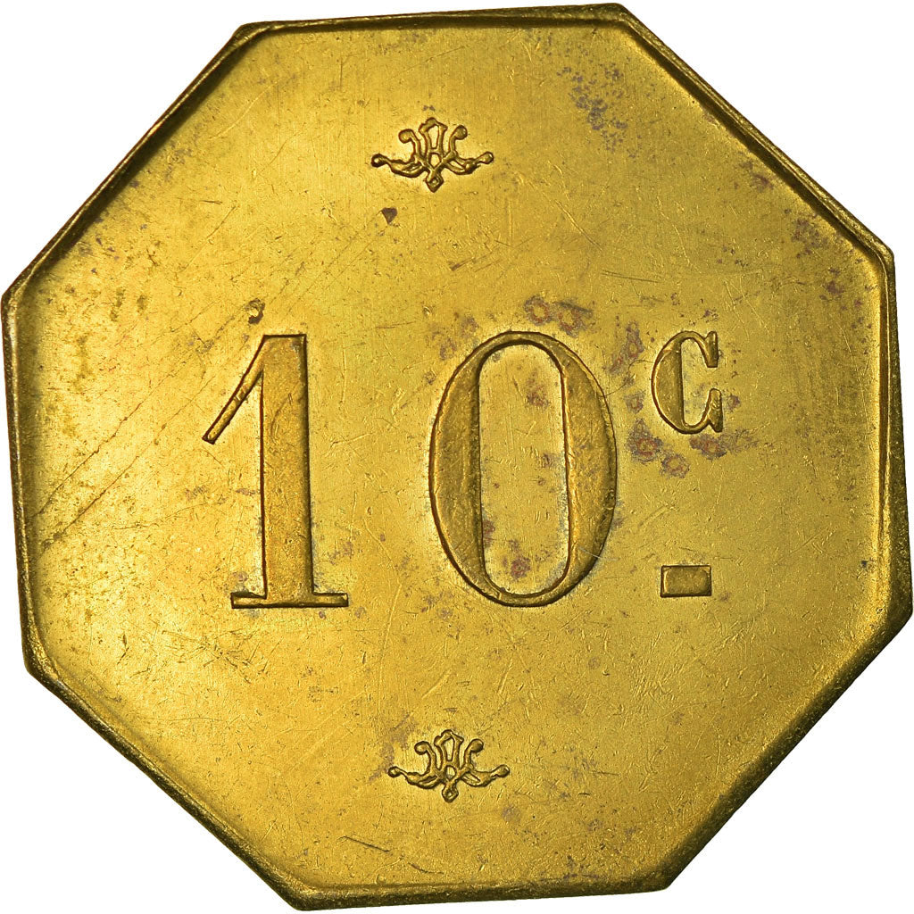 Moneta, Francja, Atelier du Lude, Le Lude, 10 Centimes, AU(55-58), Mosiądz