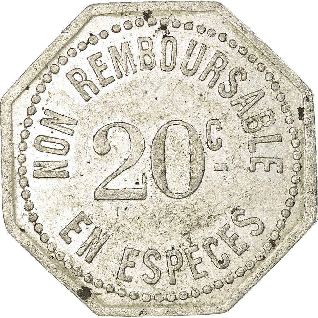 Moneta, Francia, Eden-Bars, Lyon, 20 Centimes, BB, Alluminio, Elie:E25.6