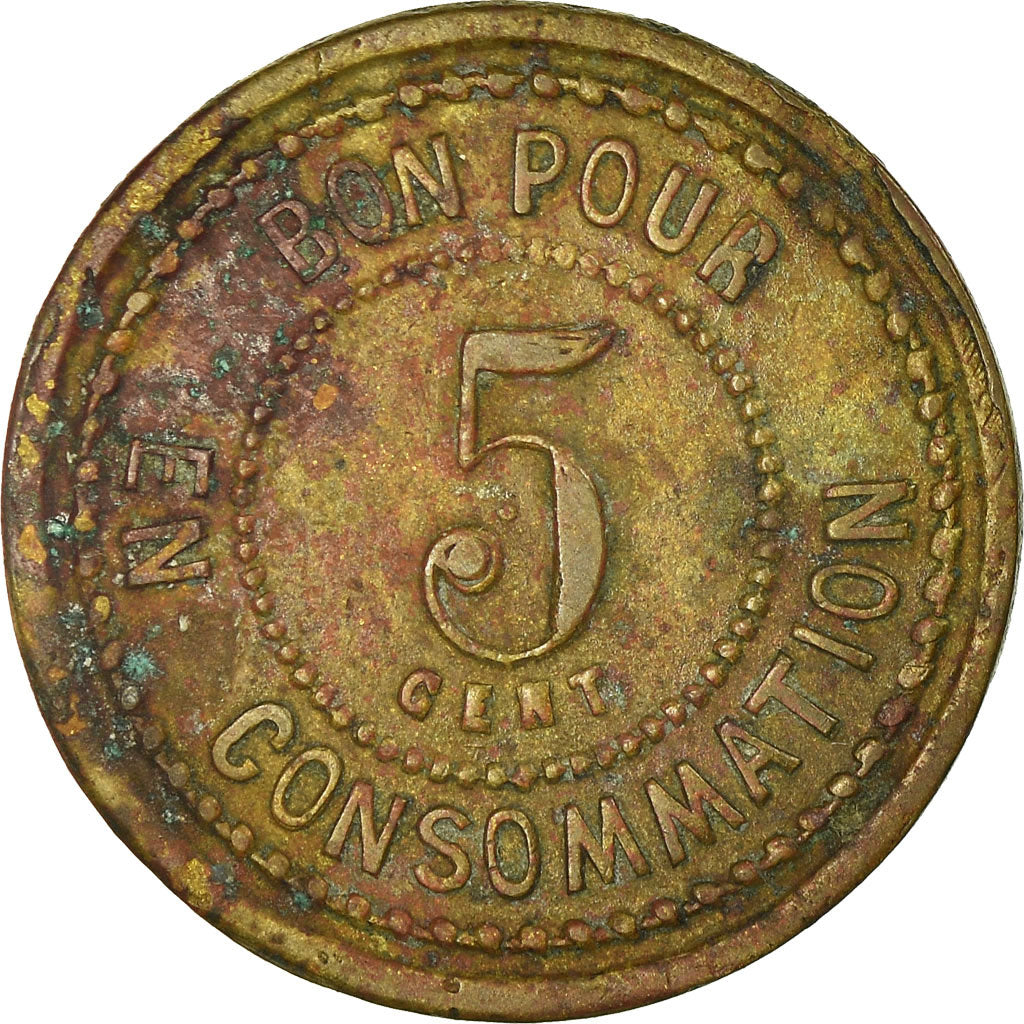 Munten, Frankrijk, Brasserie GEORGES, Lyon, 5 Centimes, ZF, Tin, Elie:B240.1