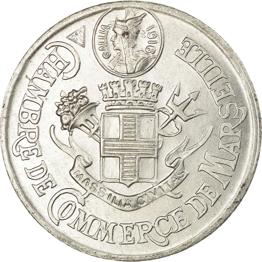 Coin, France, Chambre de Commerce, Marseille, 10 Centimes, 1916, AU(55-58)