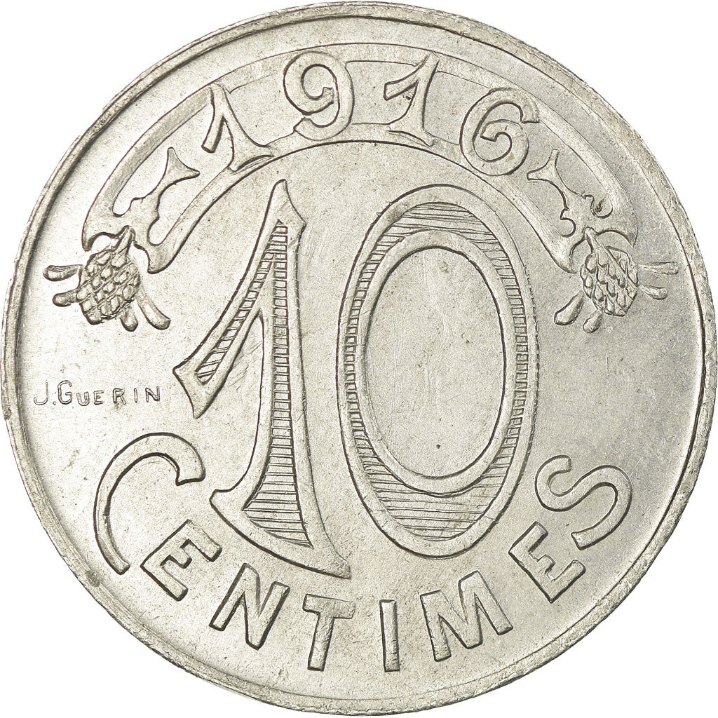 Coin, France, Chambre de Commerce, Marseille, 10 Centimes, 1916, AU(55-58)