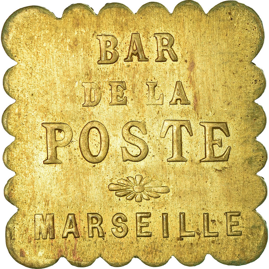 Monnaie, France, Bar de la Poste, Marseille, 25 Centimes, SUP, Laiton, Elie:80.2
