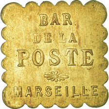 Monnaie, France, Bar de la Poste, Marseille, 25 Centimes, SUP, Laiton, Elie:80.2