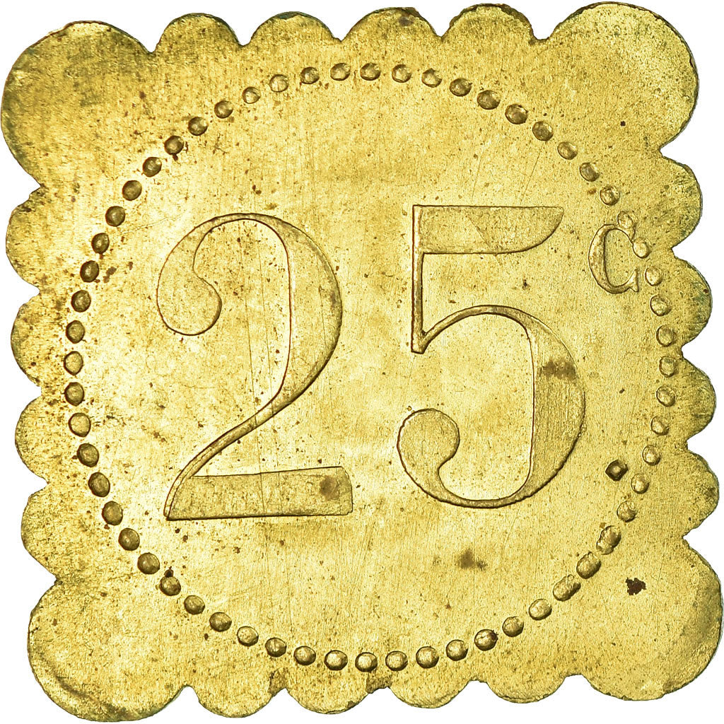 Monnaie, France, Bar de la Poste, Marseille, 25 Centimes, SUP, Laiton, Elie:80.2