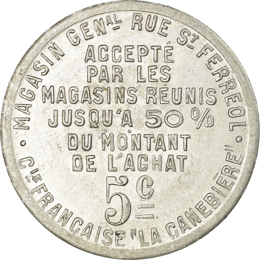 Coin, France, Compagnie Française La Canebière, Marseille, 5 Centimes