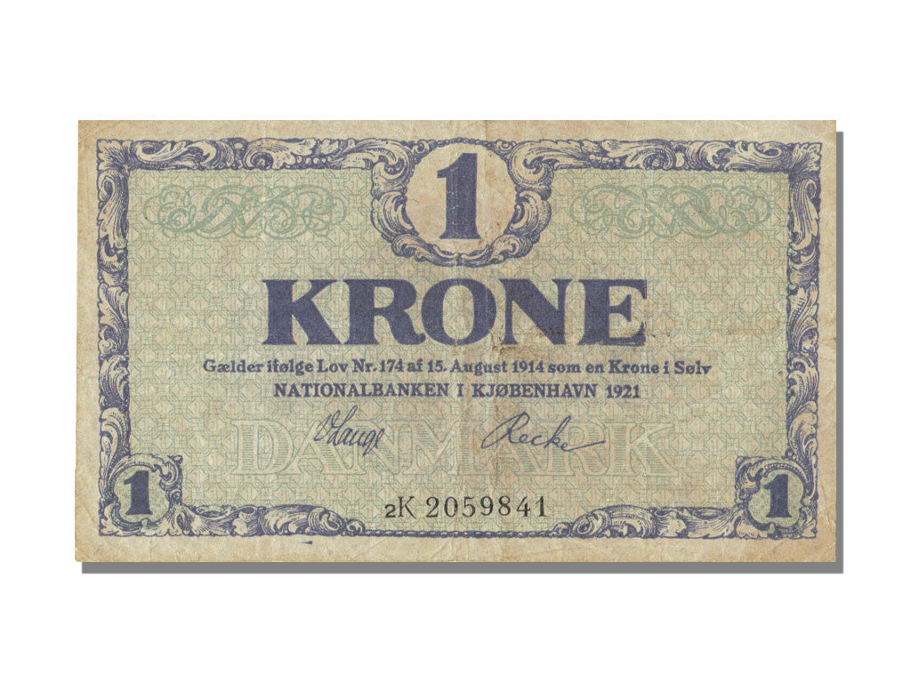 Banknote, Denmark, 1 Krone, 1921, KM:12g, AU(55-58)