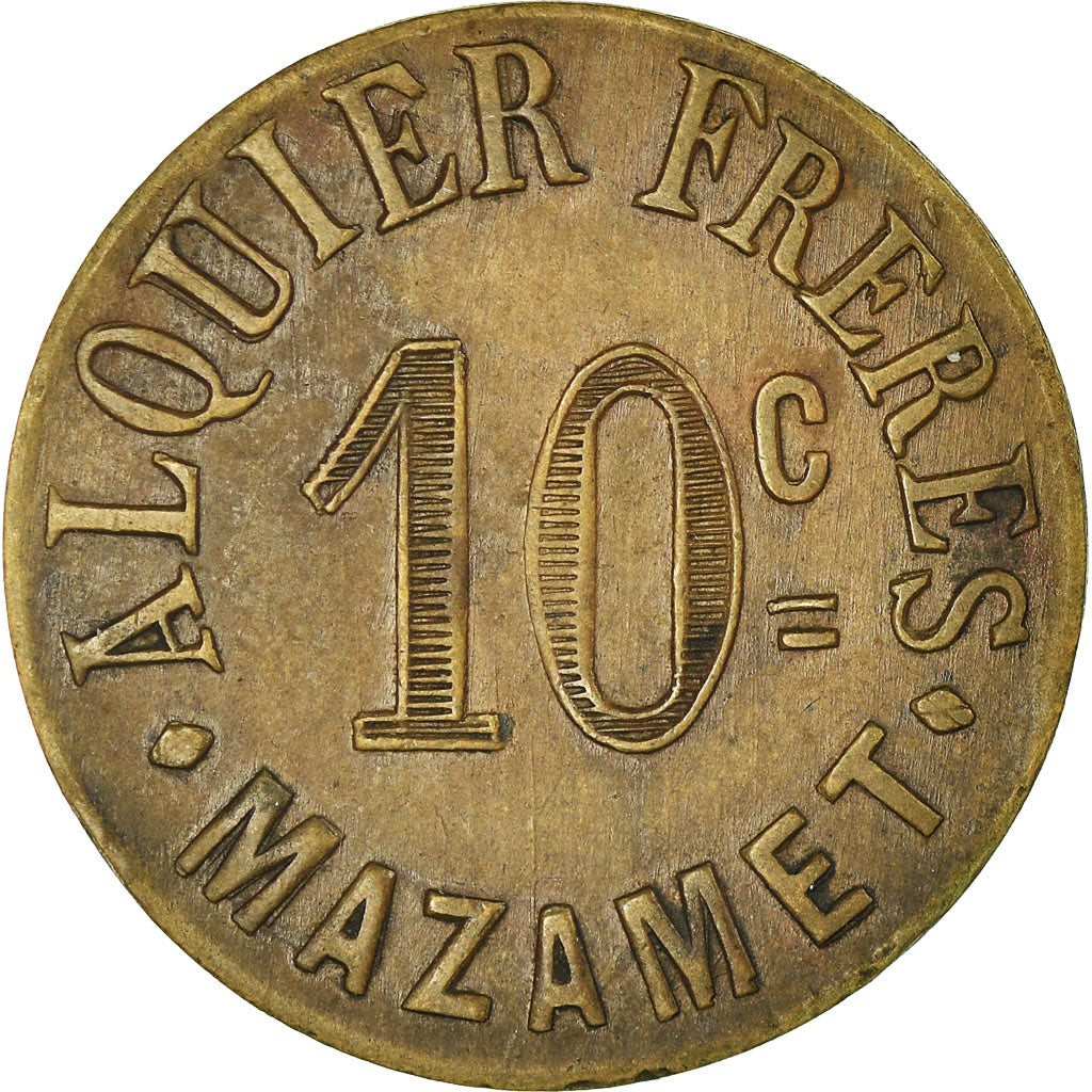 Coin, France, ALQUIER Frères, Mazamet, 10 Centimes, 1917, EF(40-45), Brass