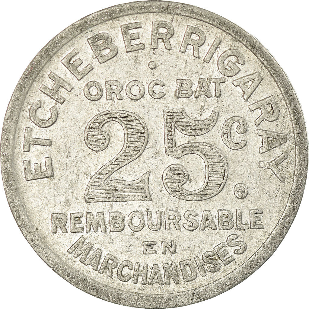 Coin, France, ETCHEBERRIGARAY, Mauleon, 25 Centimes, AU(50-53), Aluminium
