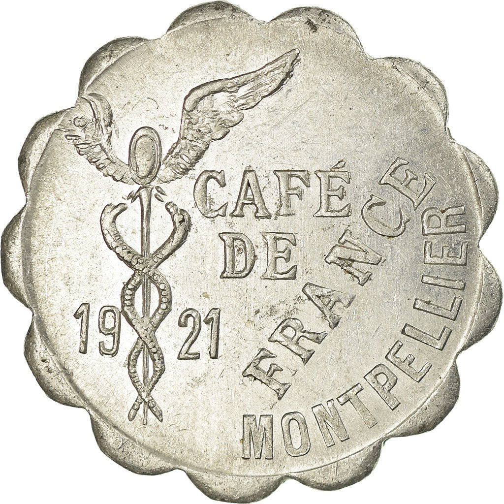 Moneda, Francia, Café de France, Montpellier, 10 Centimes, 1921, EBC+