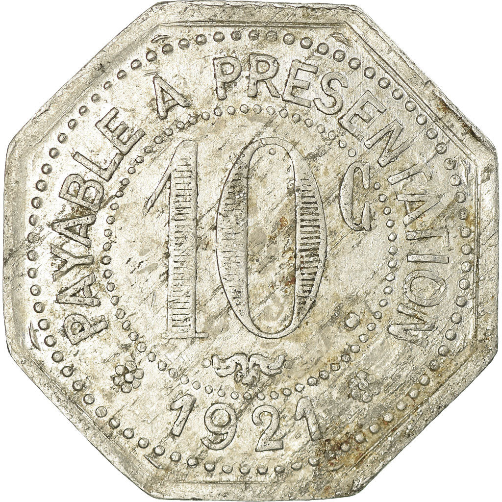Moneda, Francia, Etablissements OSSART, Montpellier, 10 Centimes, 1921, MBC