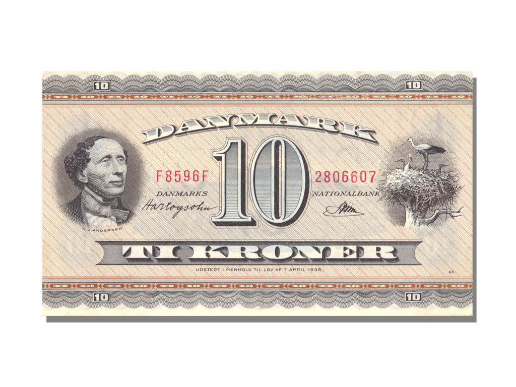 Denmark, 10 Kroner, KM #44l, UNC(65-70), F8596F