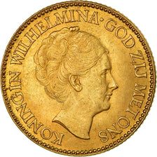 Coin, Netherlands, Wilhelmina I, 10 Gulden, 1933, MS(63), Gold, KM:162