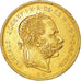 Munten, Hongarije, Franz Joseph I, 8 Forint 20 Francs, 1875, ZF+, Goud, KM:455.1