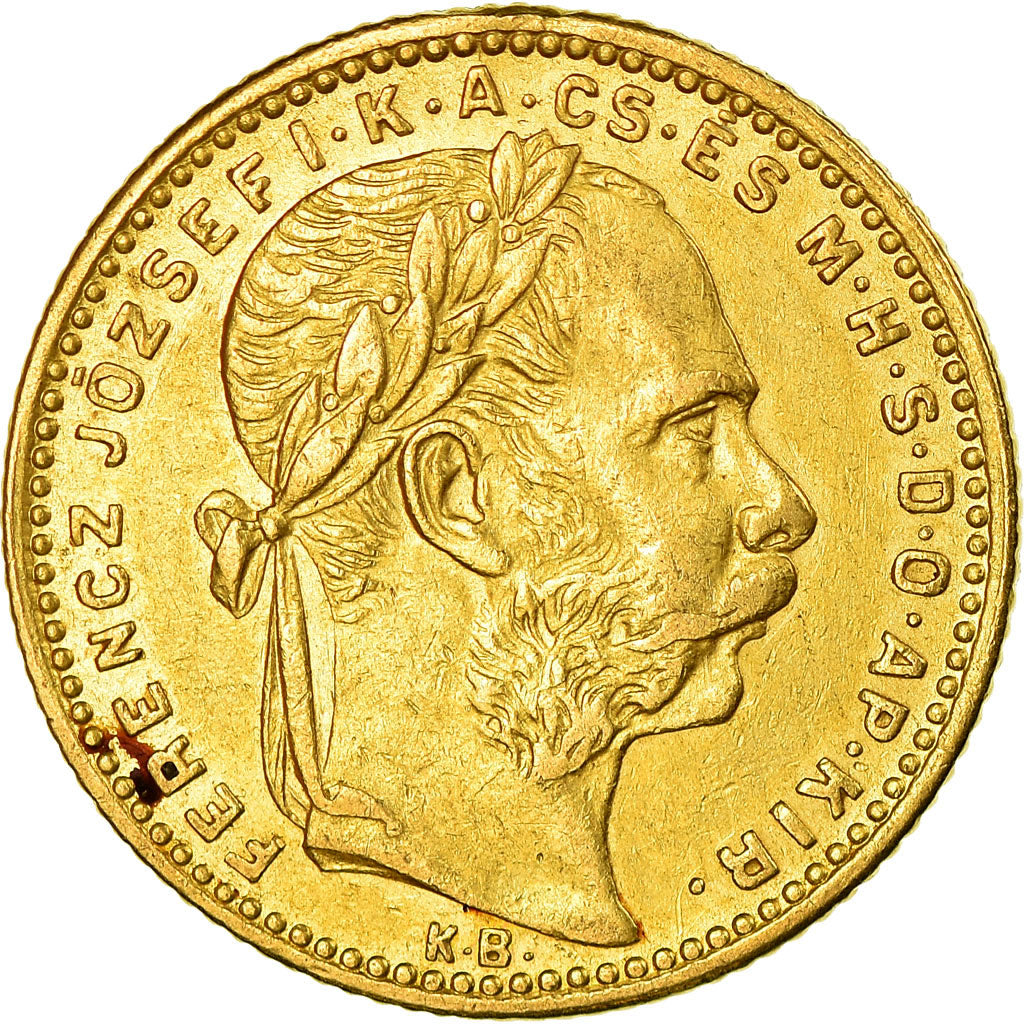 Munten, Hongarije, Franz Joseph I, 8 Forint 20 Francs, 1883, Kormoczbanya, ZF+
