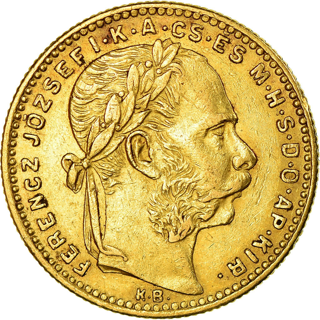Munten, Hongarije, Franz Joseph I, 8 Forint 20 Francs, 1889, Kormoczbanya, ZF+