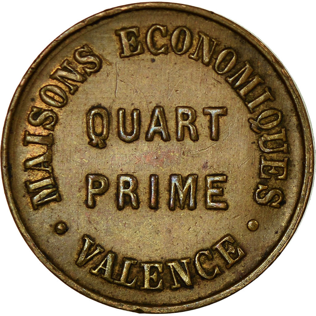 Monnaie, France, Maisons Economiques, Valence, Quart de Prime, TTB, Brass Plated