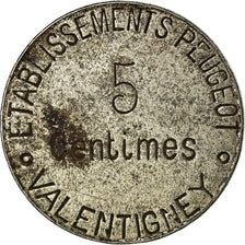 Münze, Frankreich, Etablissements Peugeot, Valentigney, 5 Centimes, SS, Nickel