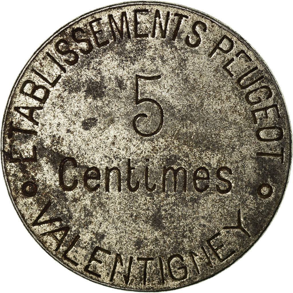 Münze, Frankreich, Etablissements Peugeot, Valentigney, 5 Centimes, SS, Nickel