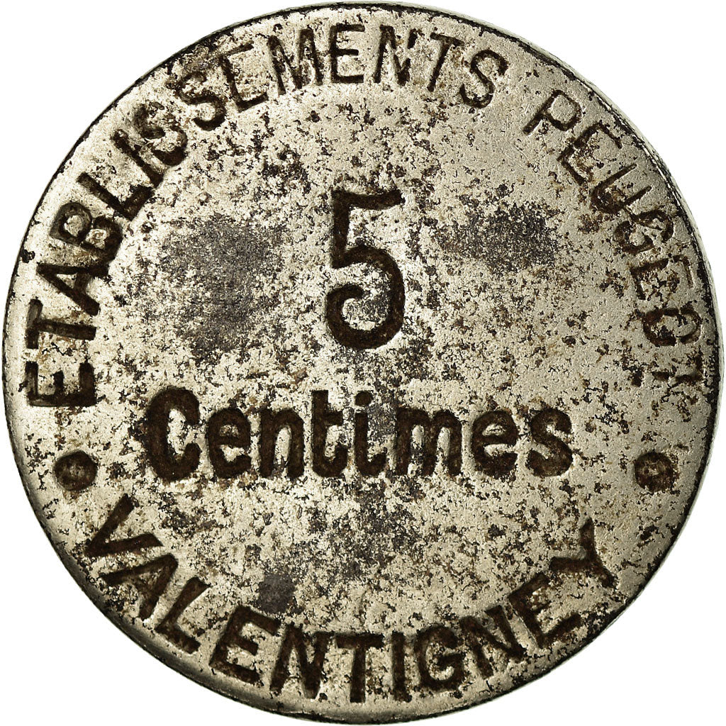 Monnaie, France, Etablissements Peugeot, Valentigney, 5 Centimes, TTB, Nickel