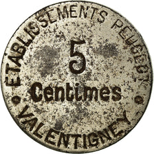 Monnaie, France, Etablissements Peugeot, Valentigney, 5 Centimes, TTB, Nickel