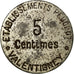 Monnaie, France, Etablissements Peugeot, Valentigney, 5 Centimes, TTB, Nickel