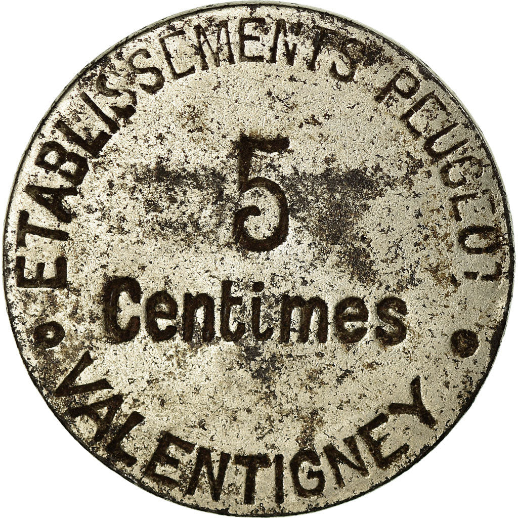 Monnaie, France, Etablissements Peugeot, Valentigney, 5 Centimes, TTB, Nickel