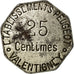 Coin, France, Etablissements Peugeot, Valentigney, 25 Centimes, EF(40-45)