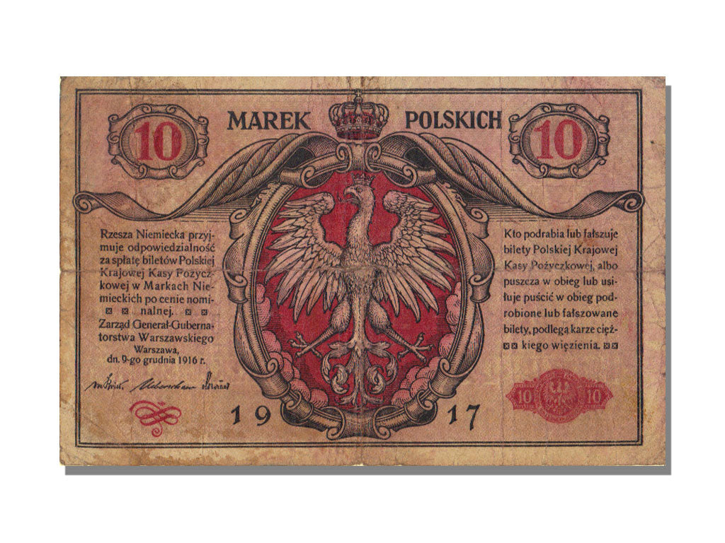 Poland, 10 Marek, 1917, KM #12, VF(30-35), A