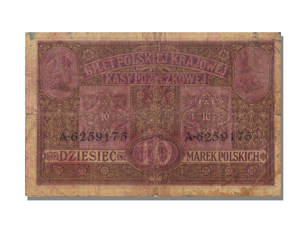 Poland, 10 Marek, 1917, KM #12, VF(30-35), A