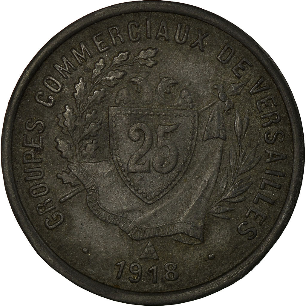 Monnaie, France, Groupes Commerciaux, Versailles, 25 Centimes, 1918, TTB, Zinc