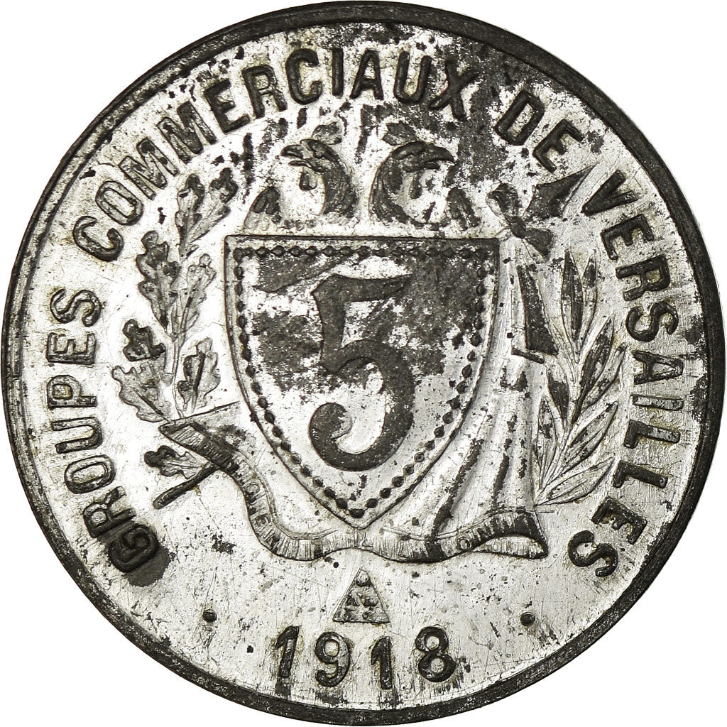 Moneda, Francia, Groupes Commerciaux, Versailles, 5 Centimes, 1918, MBC+, Nickel
