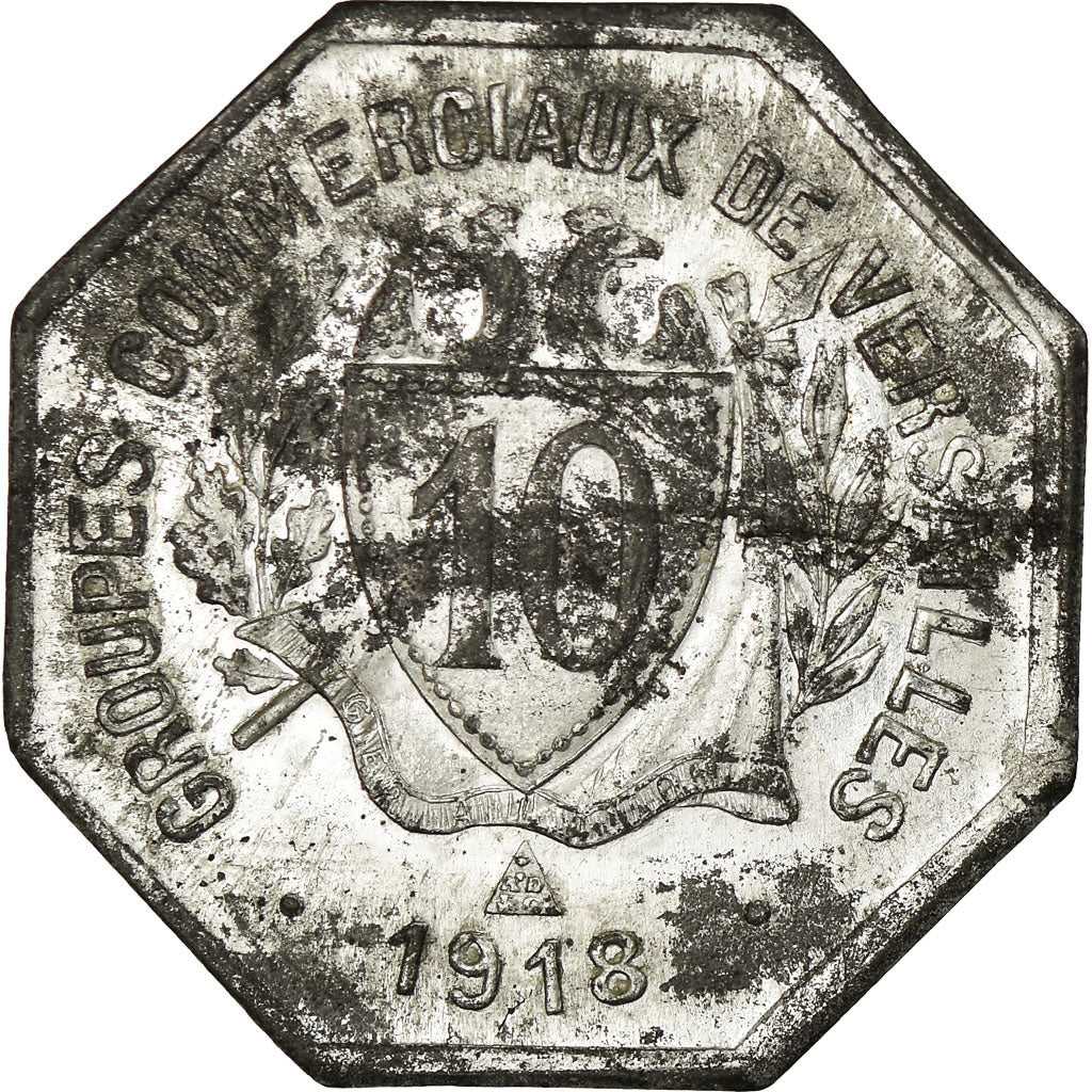 Moneta, Francja, Groupes Commerciaux, Versailles, 10 Centimes, 1918, AU(50-53)