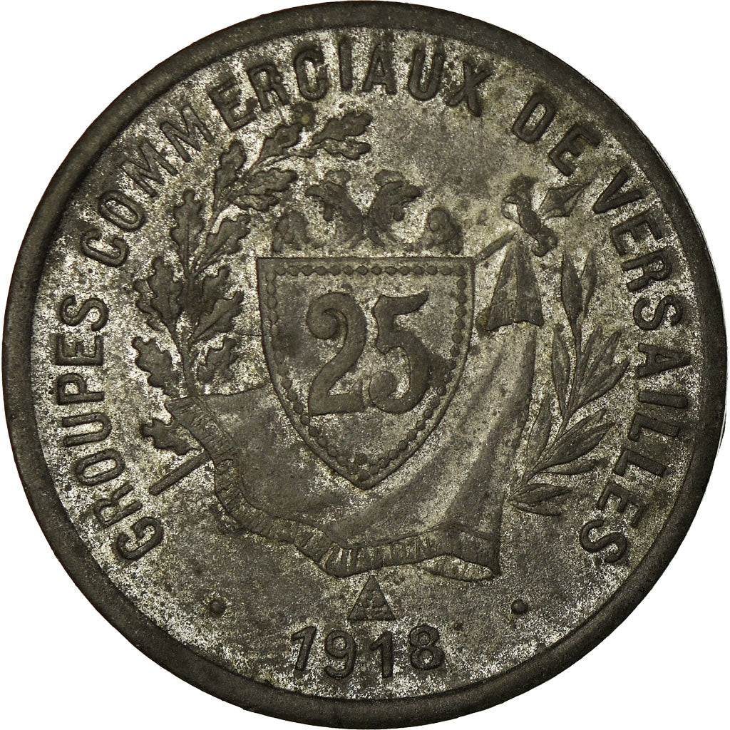 Moneta, Francia, Groupes Commerciaux, Versailles, 25 Centimes, 1918, BB, Zinco