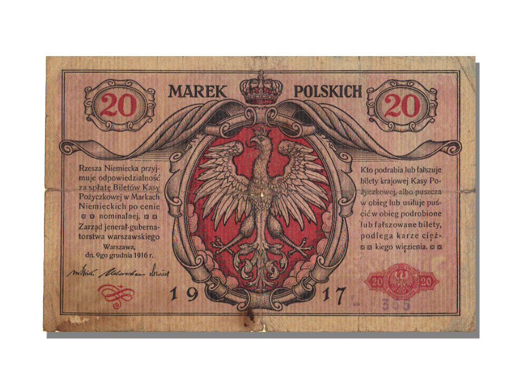 Poland, 20 Marek, 1917, KM #14, VF(30-35), A