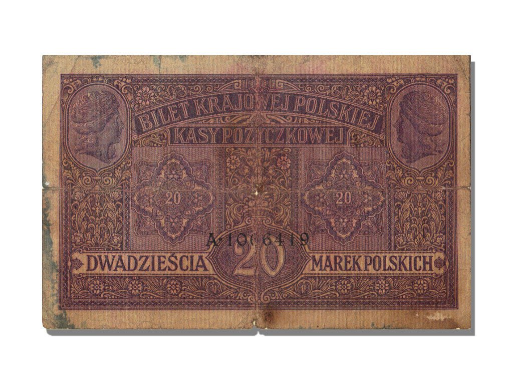 Poland, 20 Marek, 1917, KM #14, VF(30-35), A