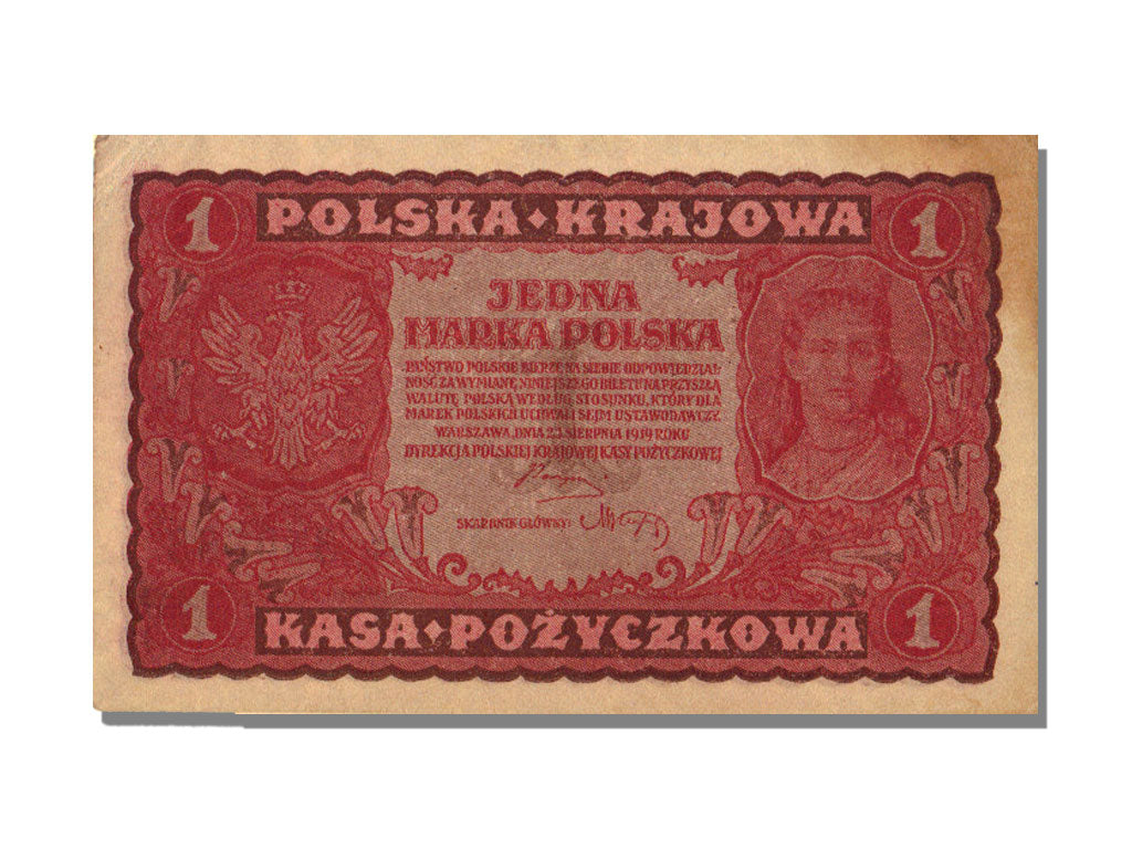 Poland, 1 Marka, 1919, KM #23, 1919-08-23, EF(40-45), EX
