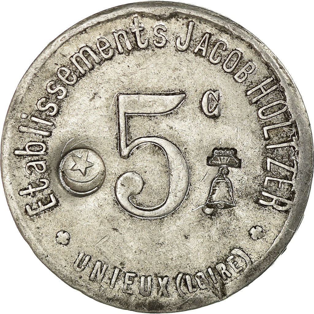 Coin, France, Etablissements Jacob HOLTZER, Unieux, 5 Centimes, VF(30-35)