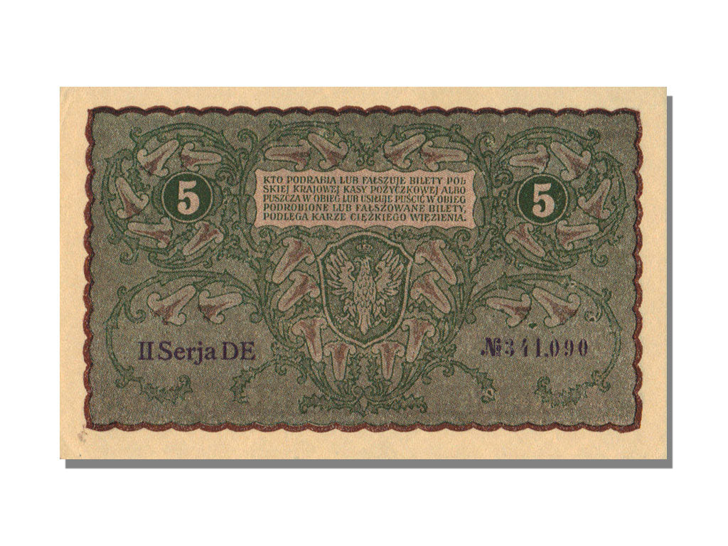 Poland, 5 Marek, 1919, KM #24, 1919-08-23, UNC(65-70), DE