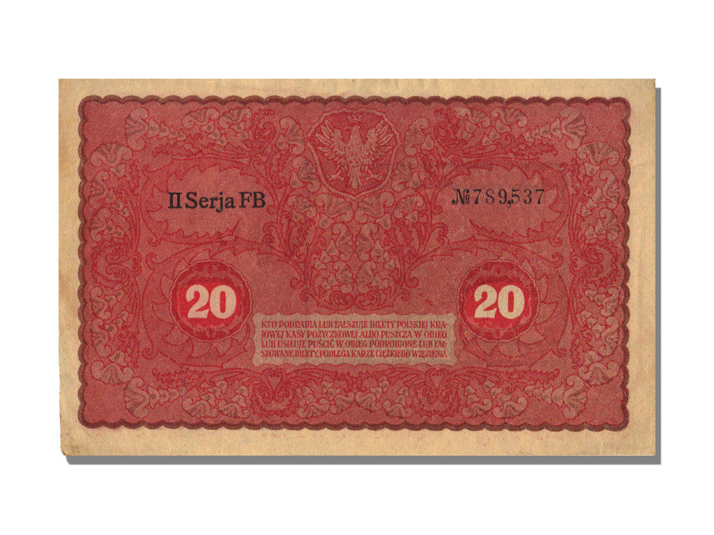 Poland, 20 Marek, 1919, KM #26, 1919-08-23, UNC(65-70), FB
