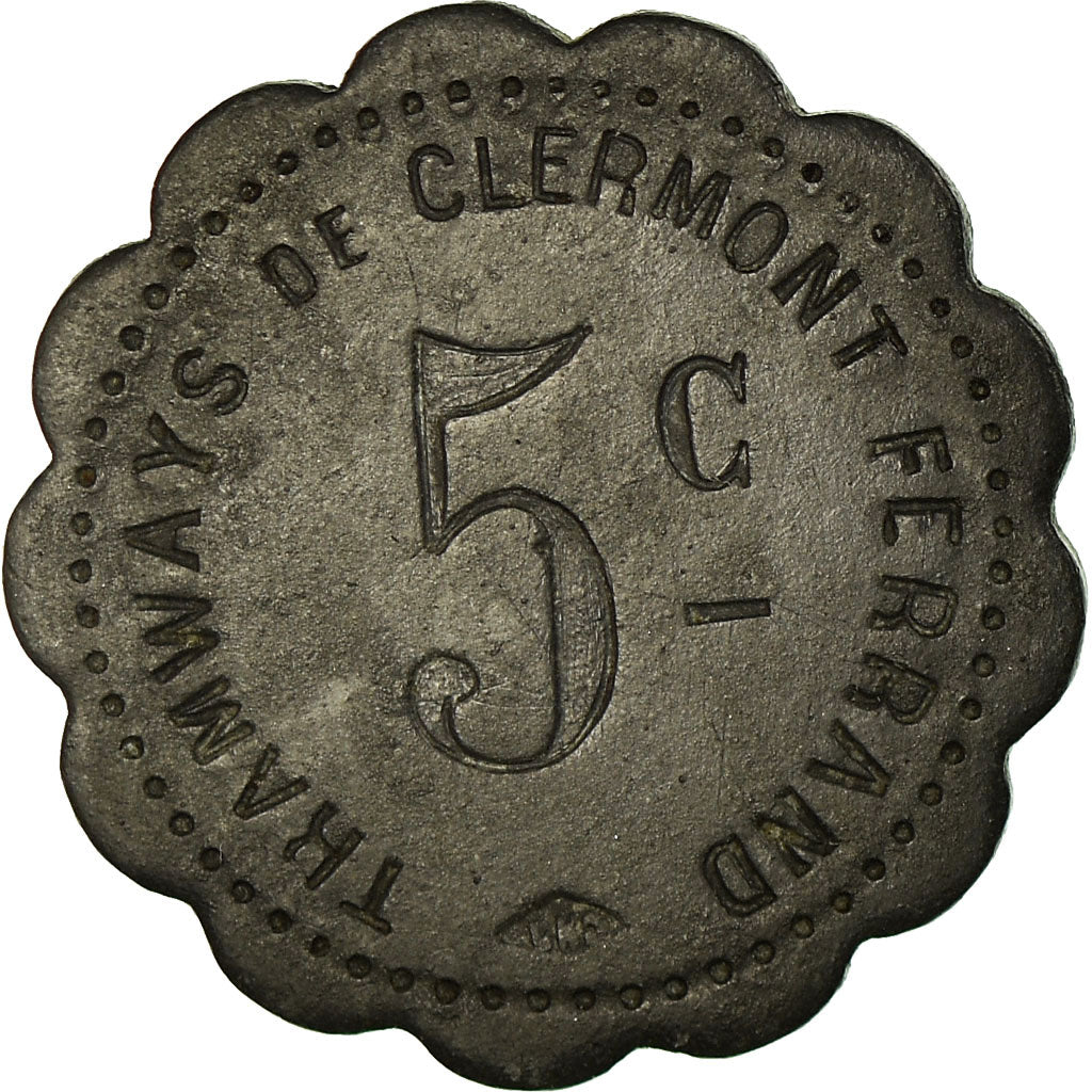 Coin, France, Tramways, Clermont-Ferrand, 5 Centimes, AU(50-53), Zinc, Elie:70.1