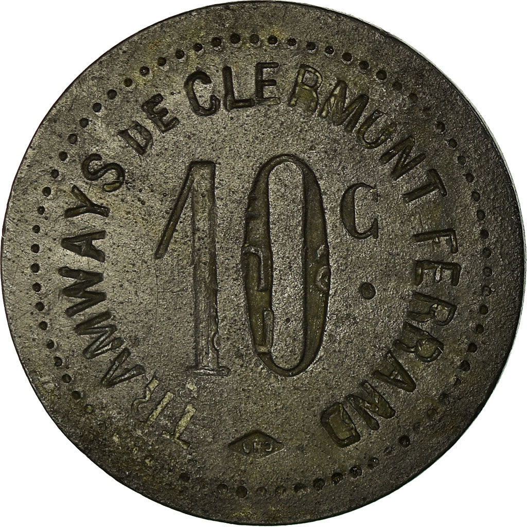 Moneta, Francia, Tramways, Clermont-Ferrand, 10 Centimes, BB+, Zinco, Elie:70.2