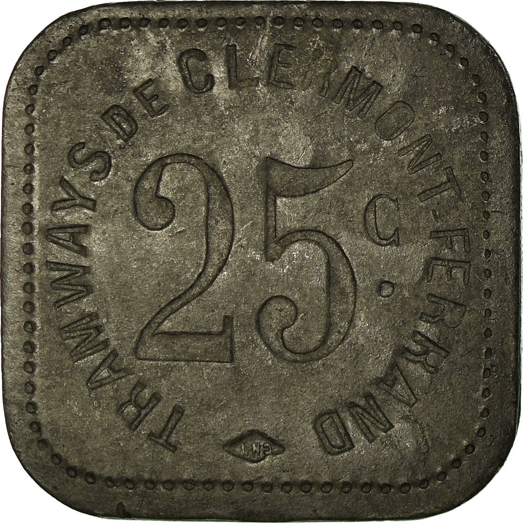 Monnaie, France, Tramways, Clermont-Ferrand, 25 Centimes, TTB+, Zinc, Elie:70.3