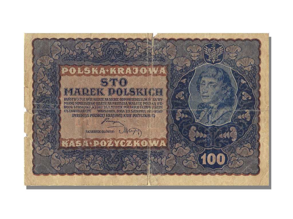 Poland, 100 Marek, 1919, KM #27, 1919-08-23, VF(30-35), IB