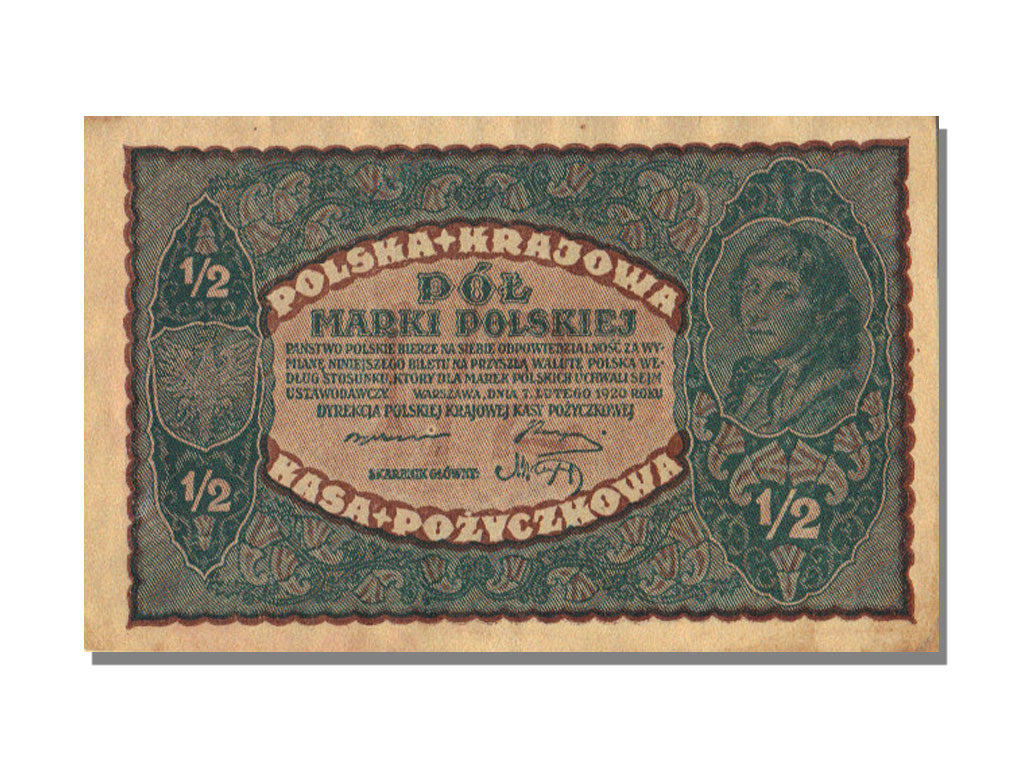 Poland, 1/2 Marki, 1920, KM #30, 1920-02-07, UNC(65-70)