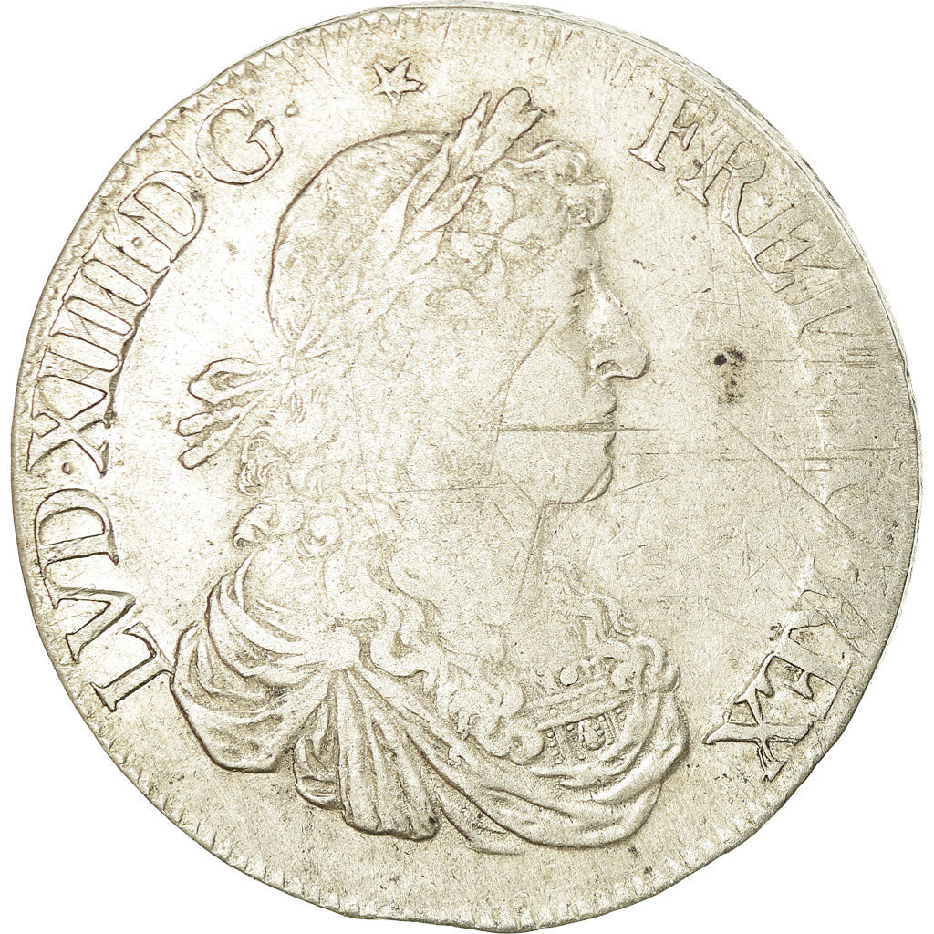 Moneta, Francia, Louis XIV, Écu au buste juvénile, 1664, Rennes, MB, Argento