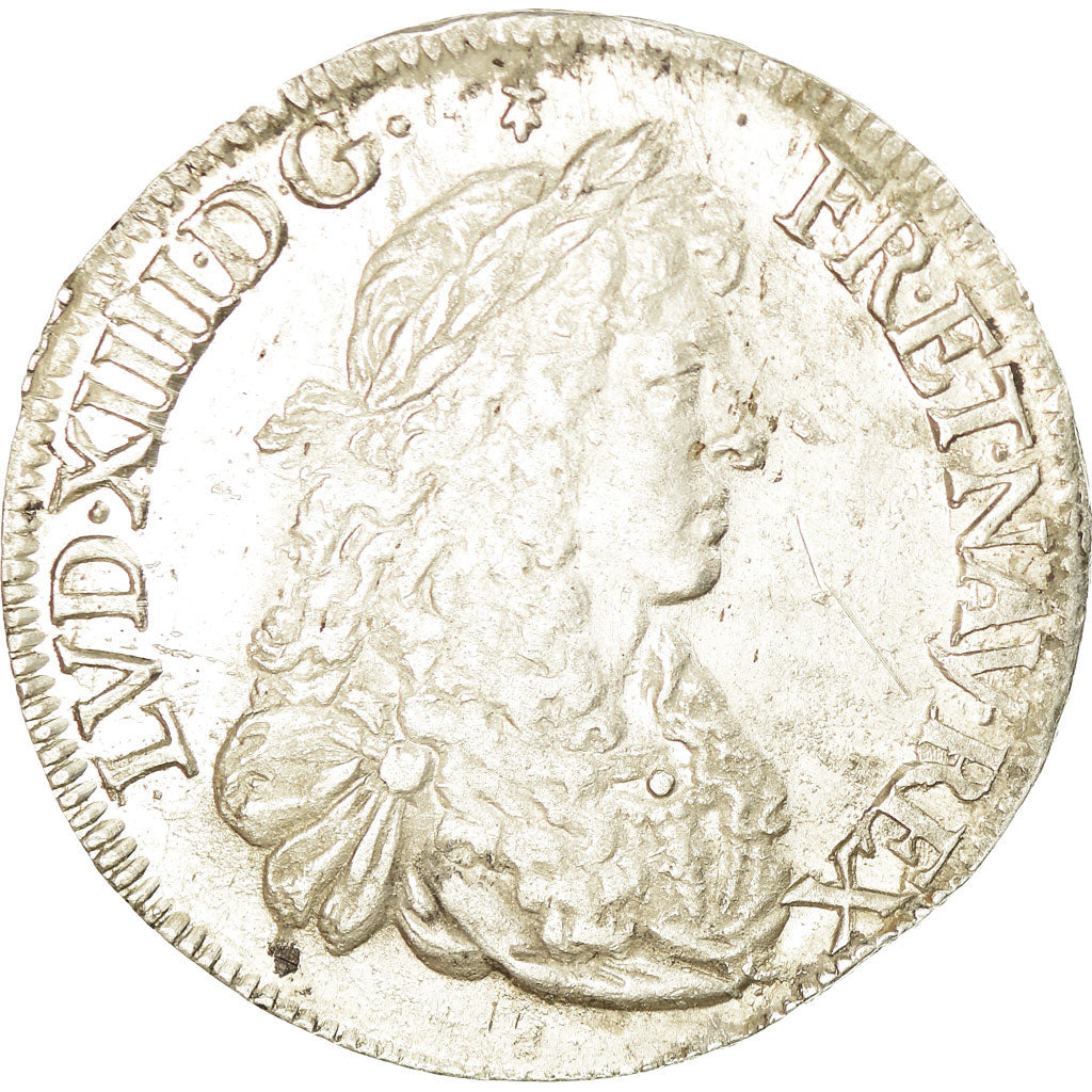 Monnaie, France, Louis XIV, Écu au buste juvénile, 1670, Rennes, TTB+, Argent
