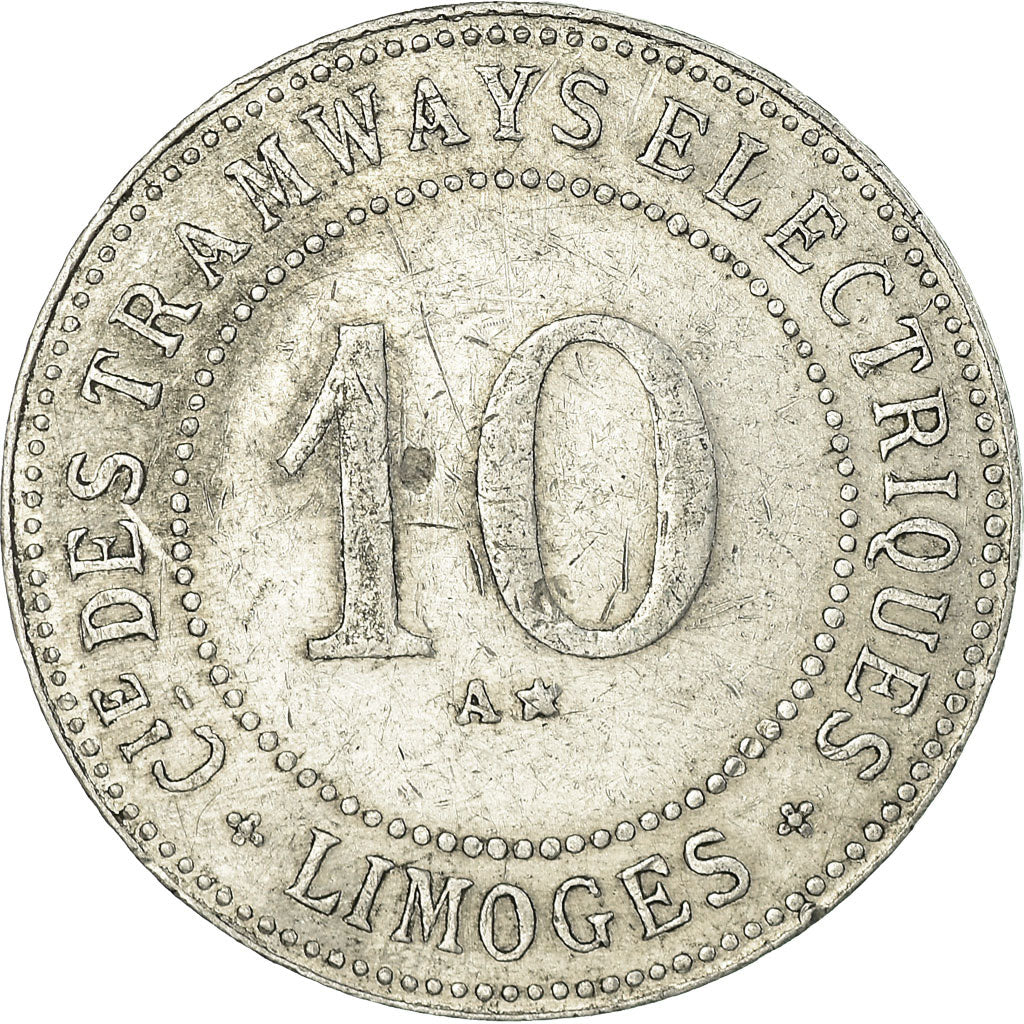 Coin, France, Compagnie des Tramways Electriques, Limoges, 10 Centimes