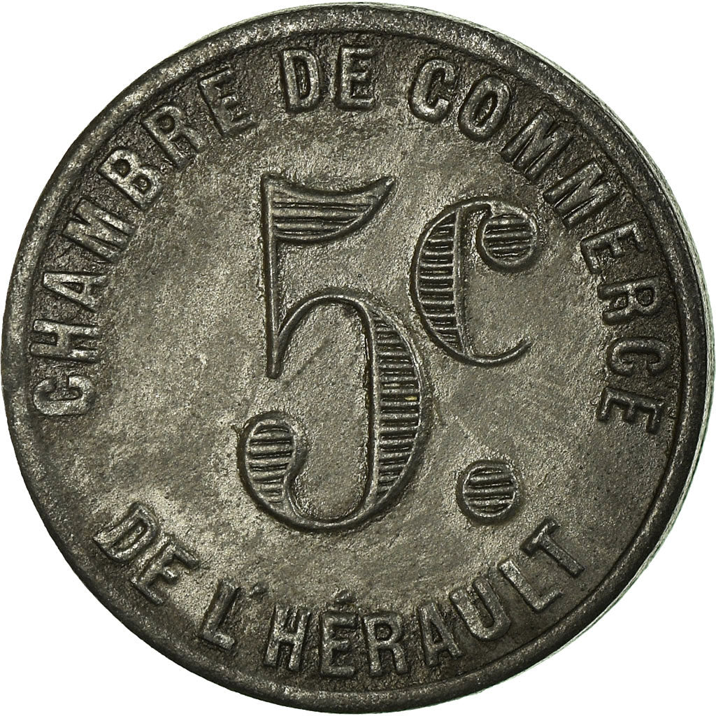 Münze, Frankreich, Chambre de Commerce de l'Hérault, 5 Centimes, SS+, Zinc