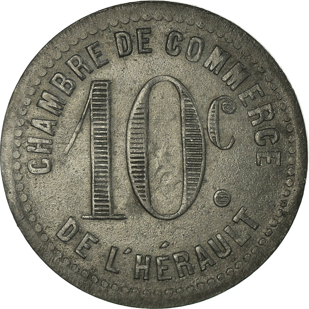 Moneda, Francia, Chambre de Commerce de l'Hérault, 10 Centimes, MBC+, Cinc